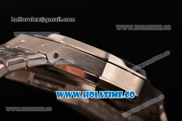 Audemars Piguet Royal Oak 41MM Clone AP Calibre 3120 Automatic Steel Case/Bracelet with Black Dial Diamonds Bezel - Stick Markers (EF) - Click Image to Close